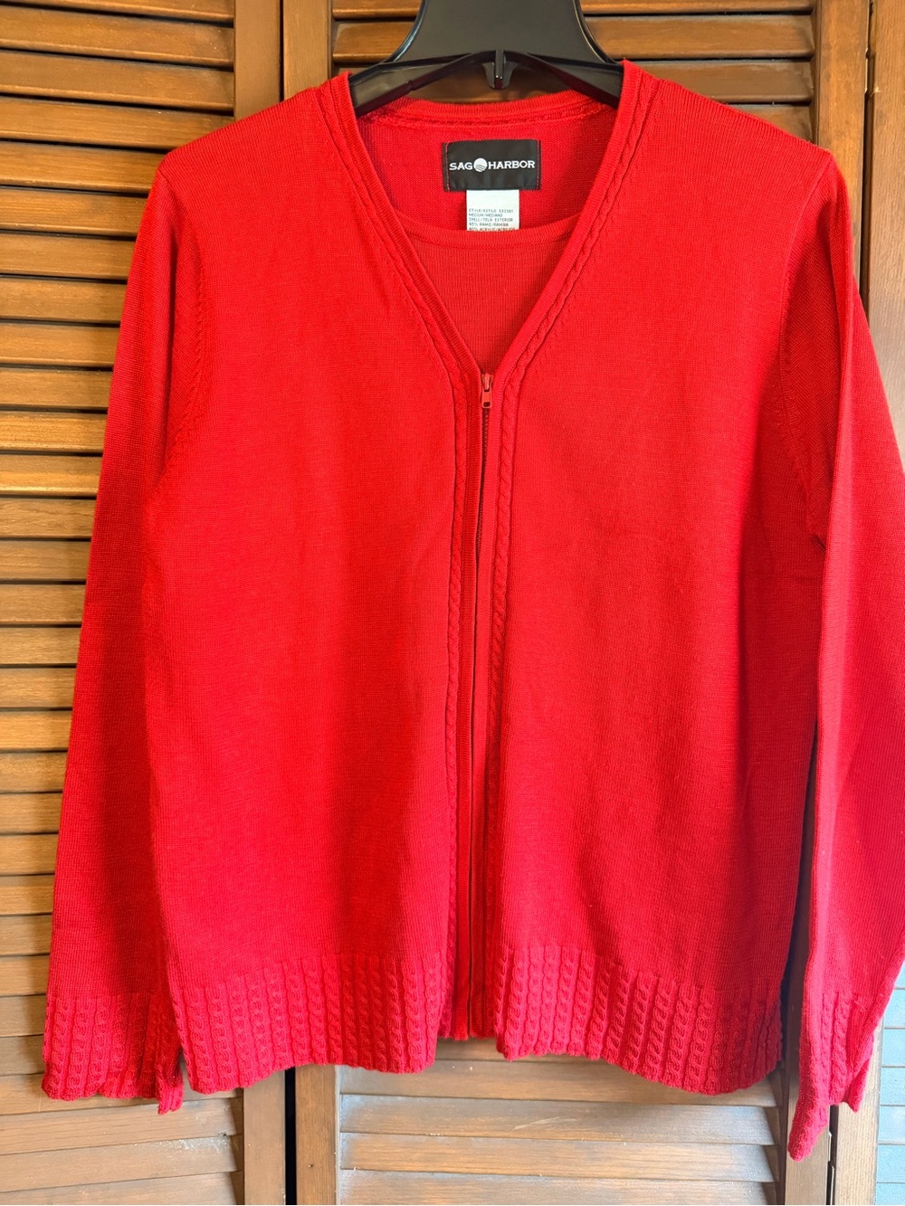 Sag Harbor Red Zip-Front Cardigan